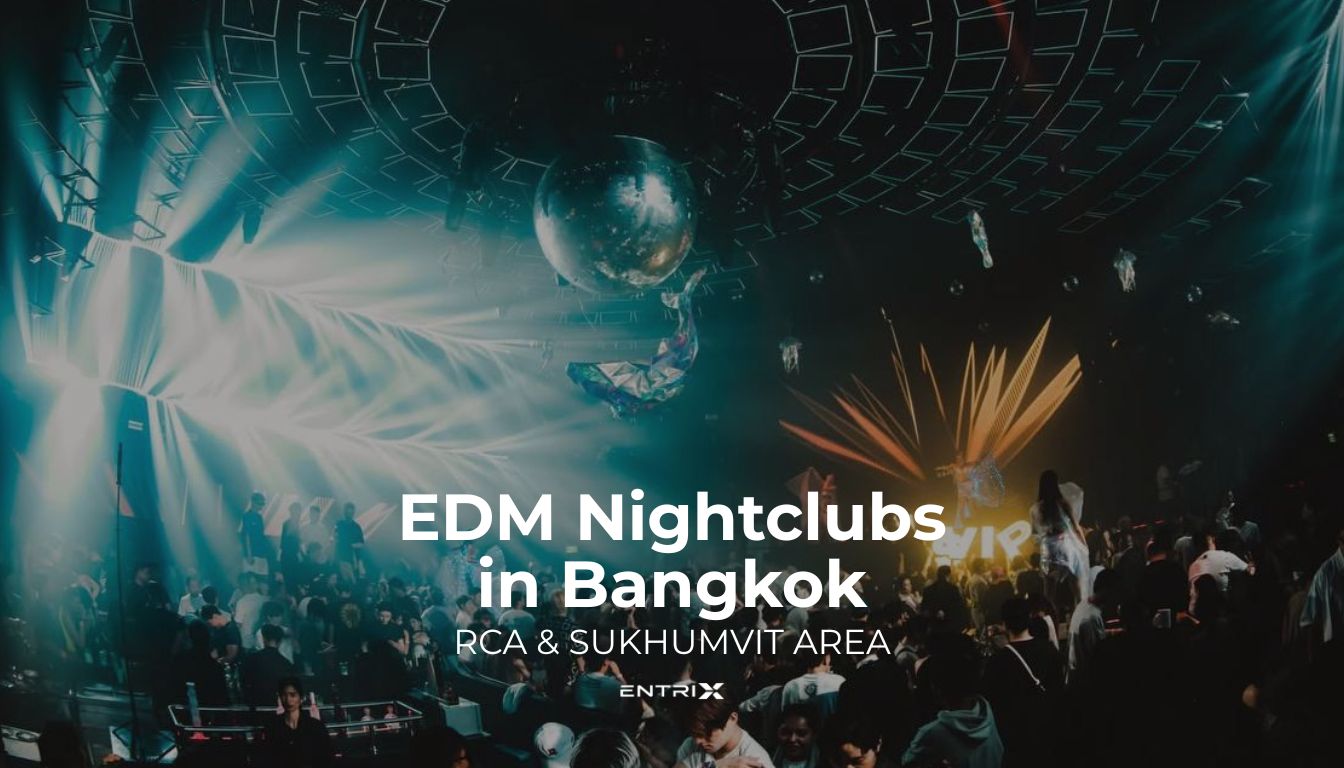 Big room EDM nightclub in Bangkok with a laser show over the crowd